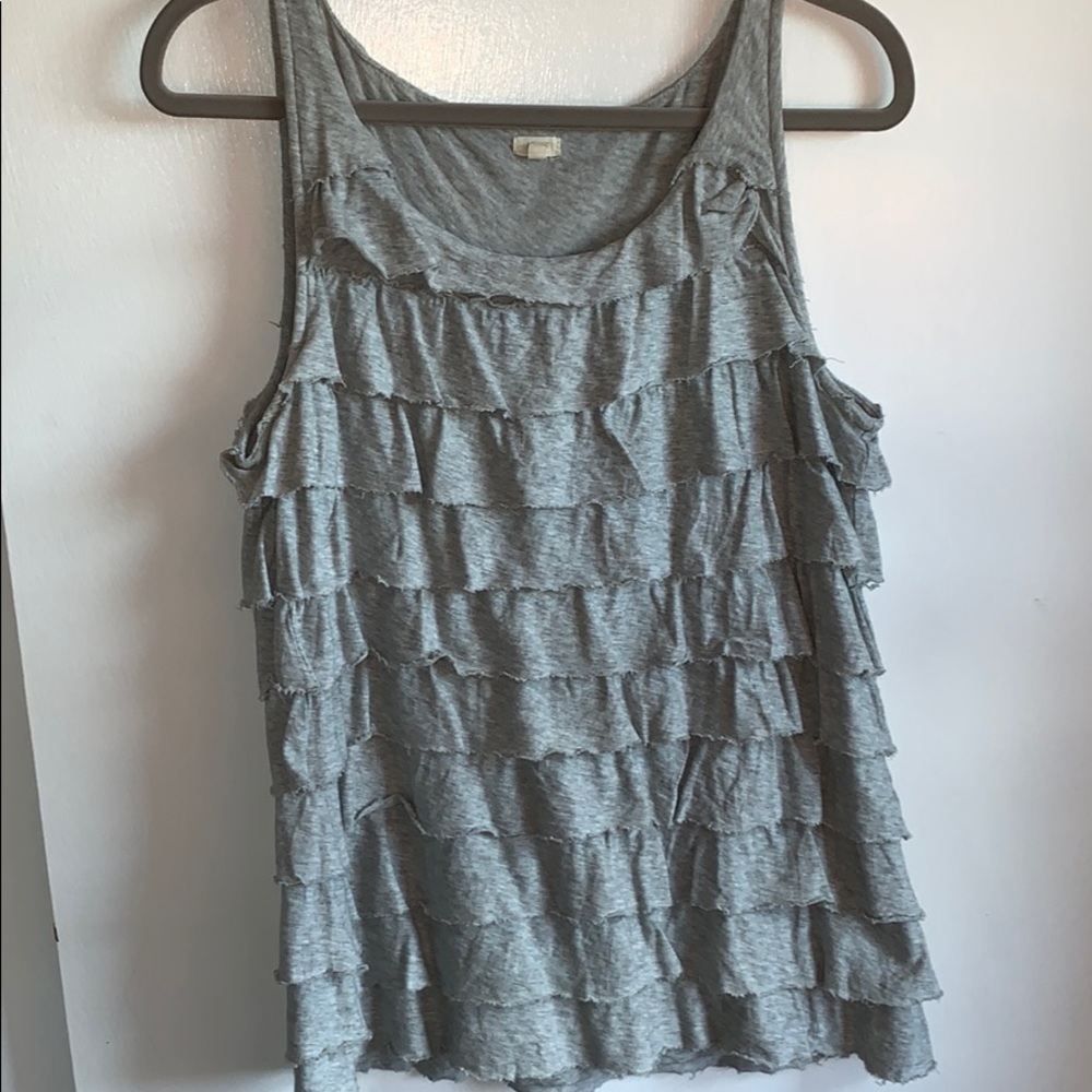 J. Crew Gray Ruffled Tank Top